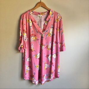 Simply Southern Pink Skull Print Tunic Top